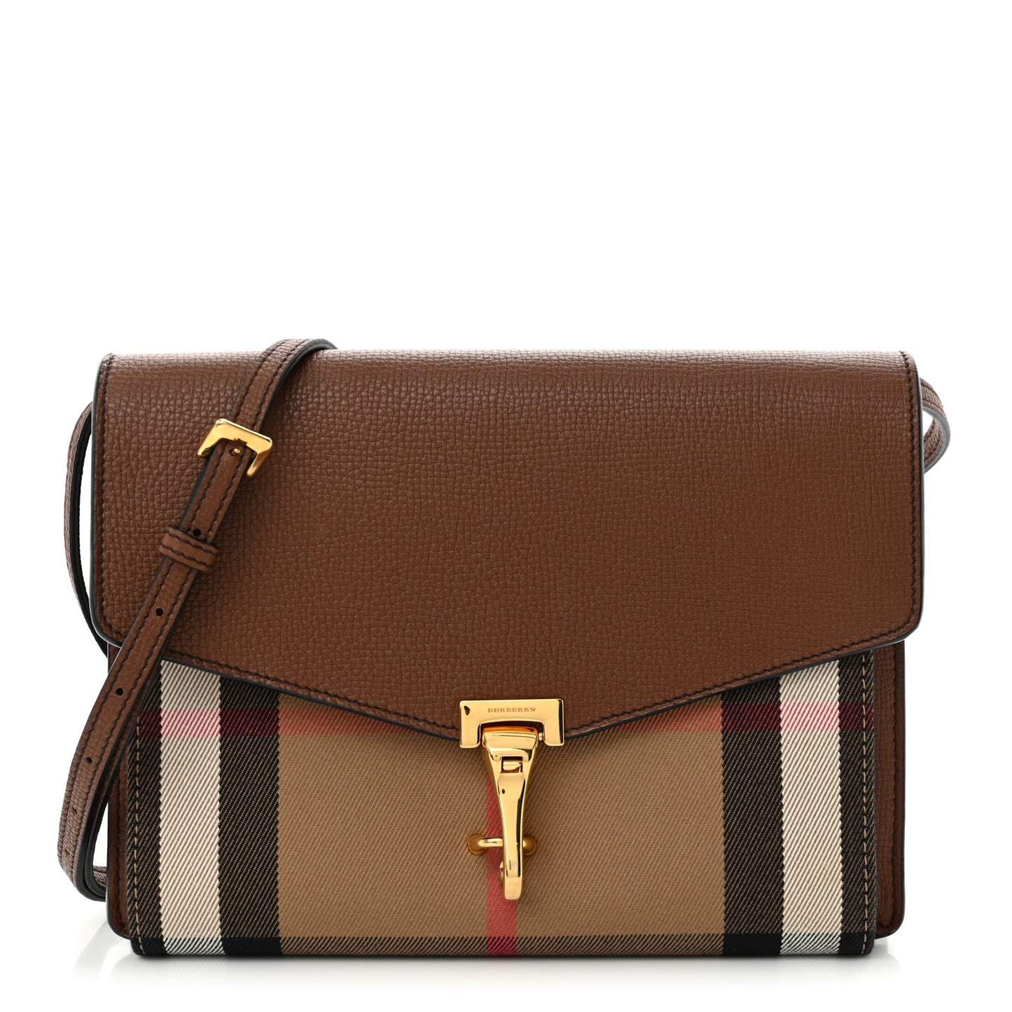 Derby Calfskin House Check Small Macken Crossbody Bag Tan