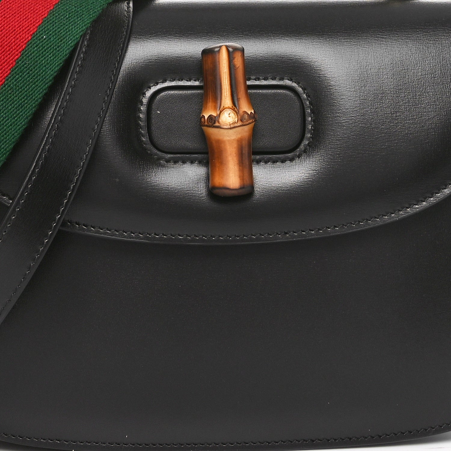 Gucci Boarded Dyana Lux Calfskin Web Medium Bamboo 1947 Top Handle Bag Black 7 of 9