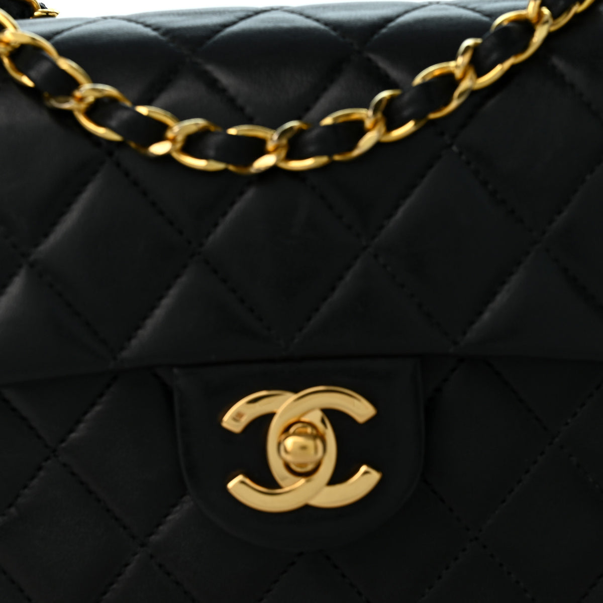 Chanel Lambskin Quilted Mini Square Flap Bag Black 8 of 10