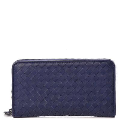 Bottega Veneta Nappa Intrecciato Zip Around Wallet Atlantic 1 of 8