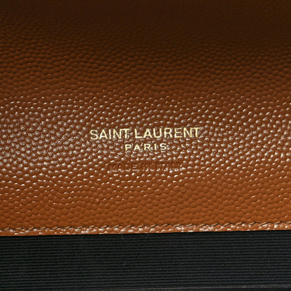 Saint Laurent Grain De Poudre Matelasse Chevron Monogram Cassandre Flap Pouch Natural Dark 6 of 10