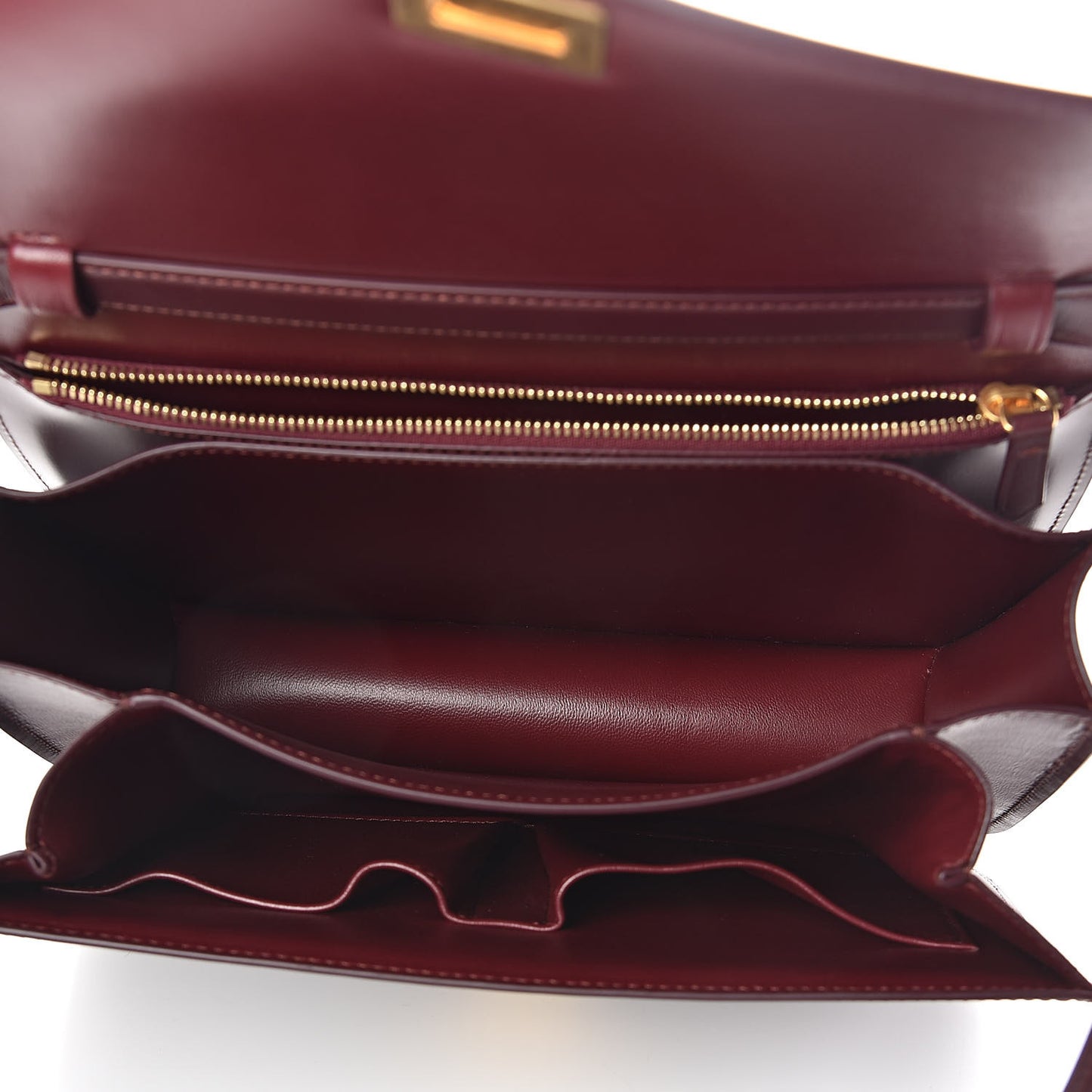 Box Calfskin Medium Classic Box Flap Bag Burgundy