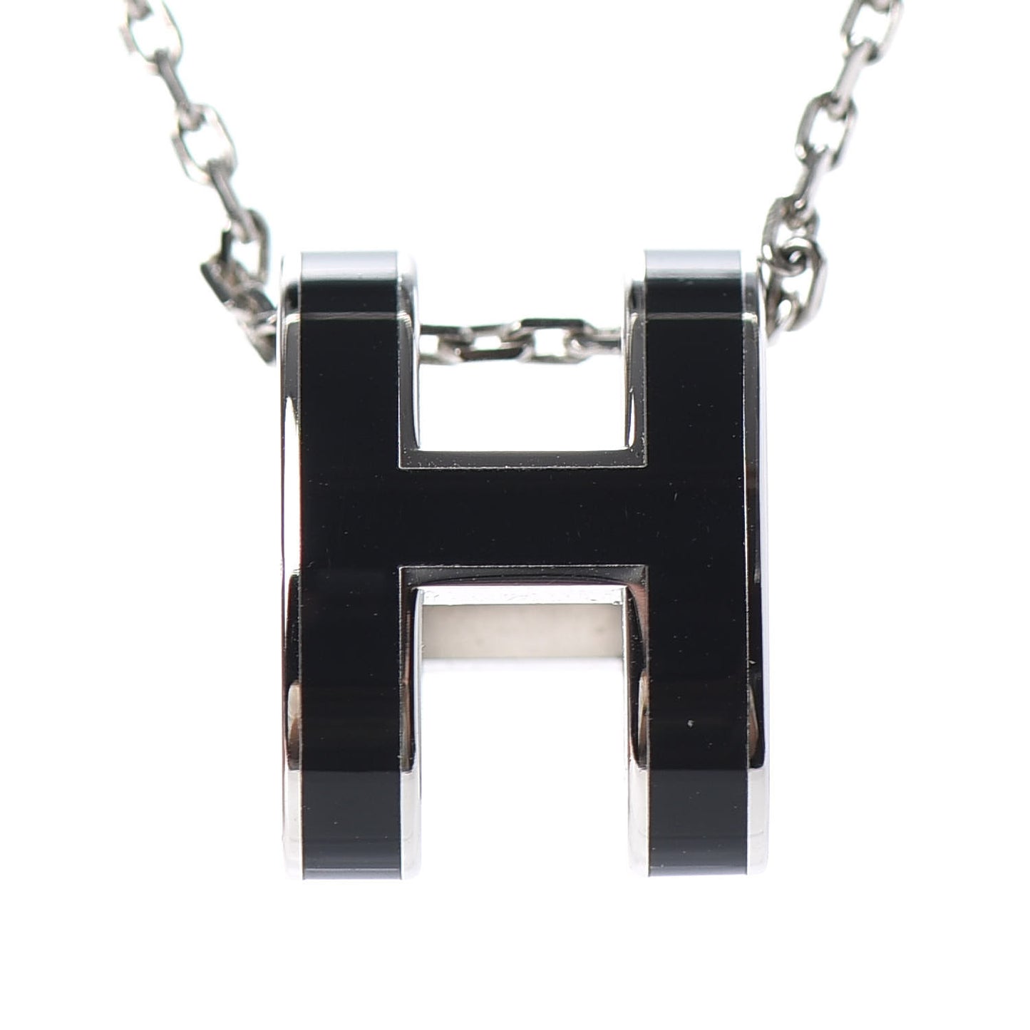 Lacquered Palladium Pop H Pendant Necklace Black