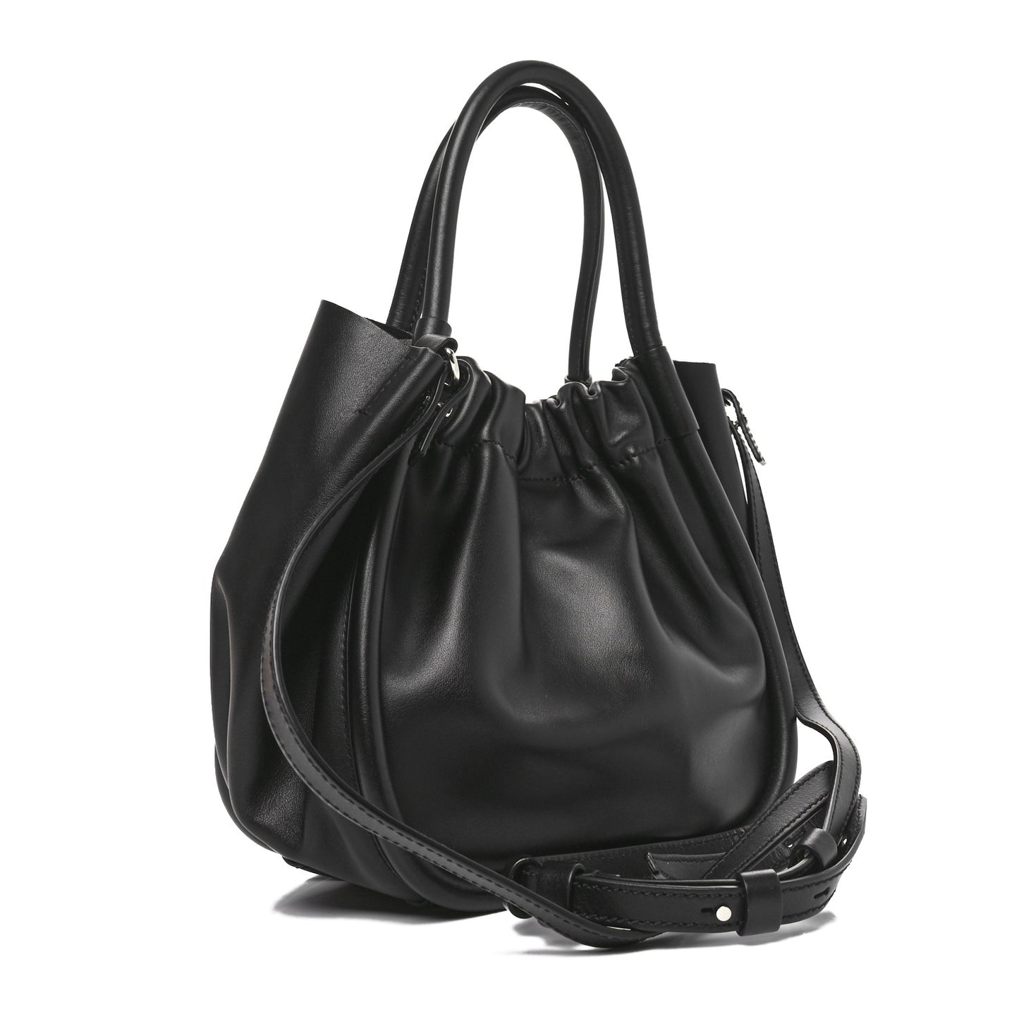 Calfskin Small Ruched Tote Black