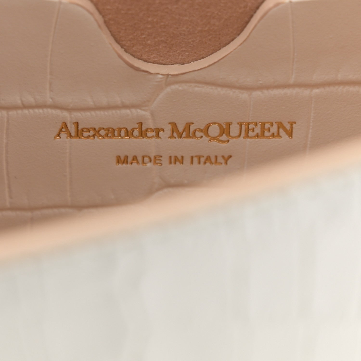 Alexander McQueen Calfskin Crocodile Embossed Skull Mini Crossbody Bag White 6 of 11