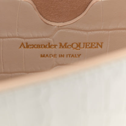 Alexander McQueen Calfskin Crocodile Embossed Skull Mini Crossbody Bag White 6 of 11