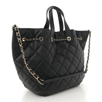 Chanel Lambskin Quilted CC Dweller Drawstring Tote Black 3 of 10