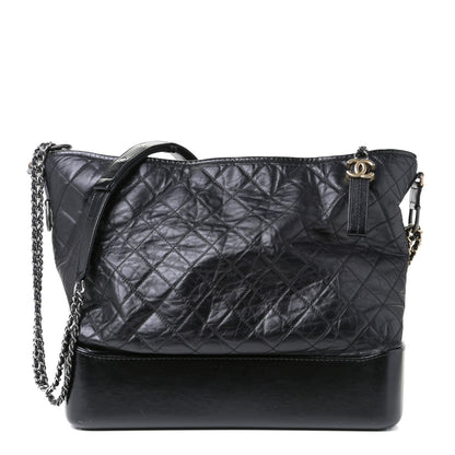 Chanel Aged Calfskin Quilted Large Gabrielle Hobo Black 1 of 4