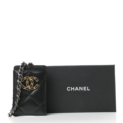 Chanel Goatskin Quilted Chanel 19 Card Holder On Chain Black 7 of 7