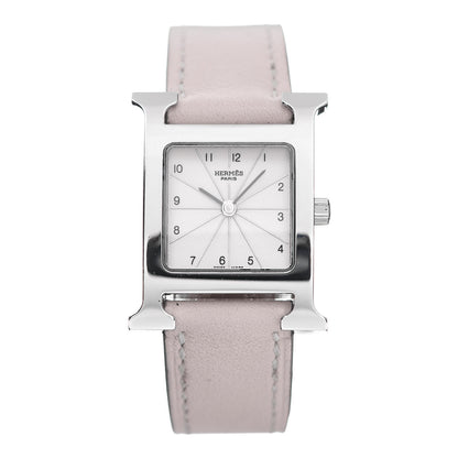 Hermes Stainless Steel Swift 21mm Heure H Hour Quartz Watch Rose Dragee 1 of 10
