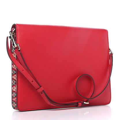 Dolce & Gabbana Calfskin Snakeskin Crocodile Embossed Lucia Shoulder Bag Red Black Multicolor 2 of 5
