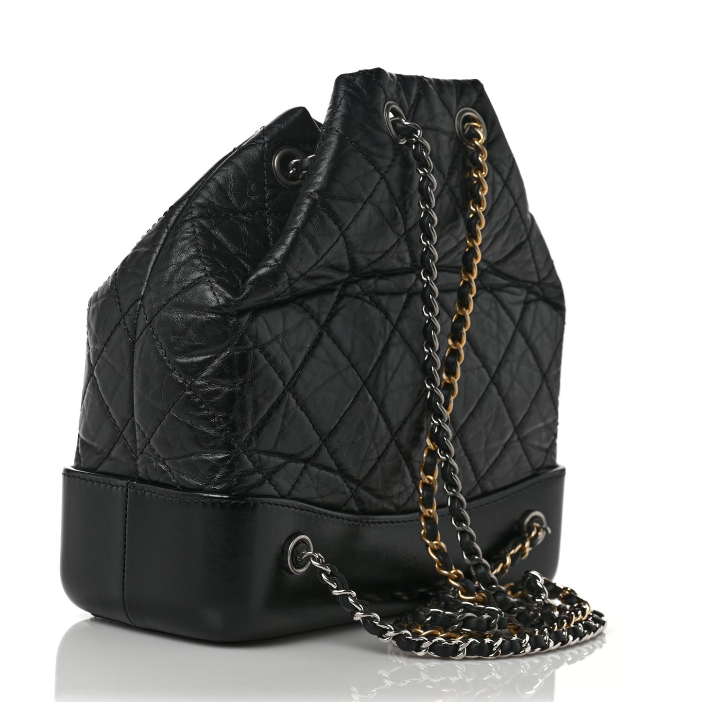 Aged Calfskin Quilted Small Gabrielle Backpack Black