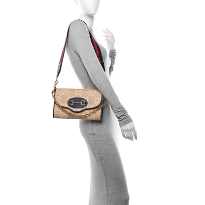 Gucci Raffia Textured Dollar Calfskin GG Monogram Web Small Horsebit 1955 Crossbody Bag 2 of 10