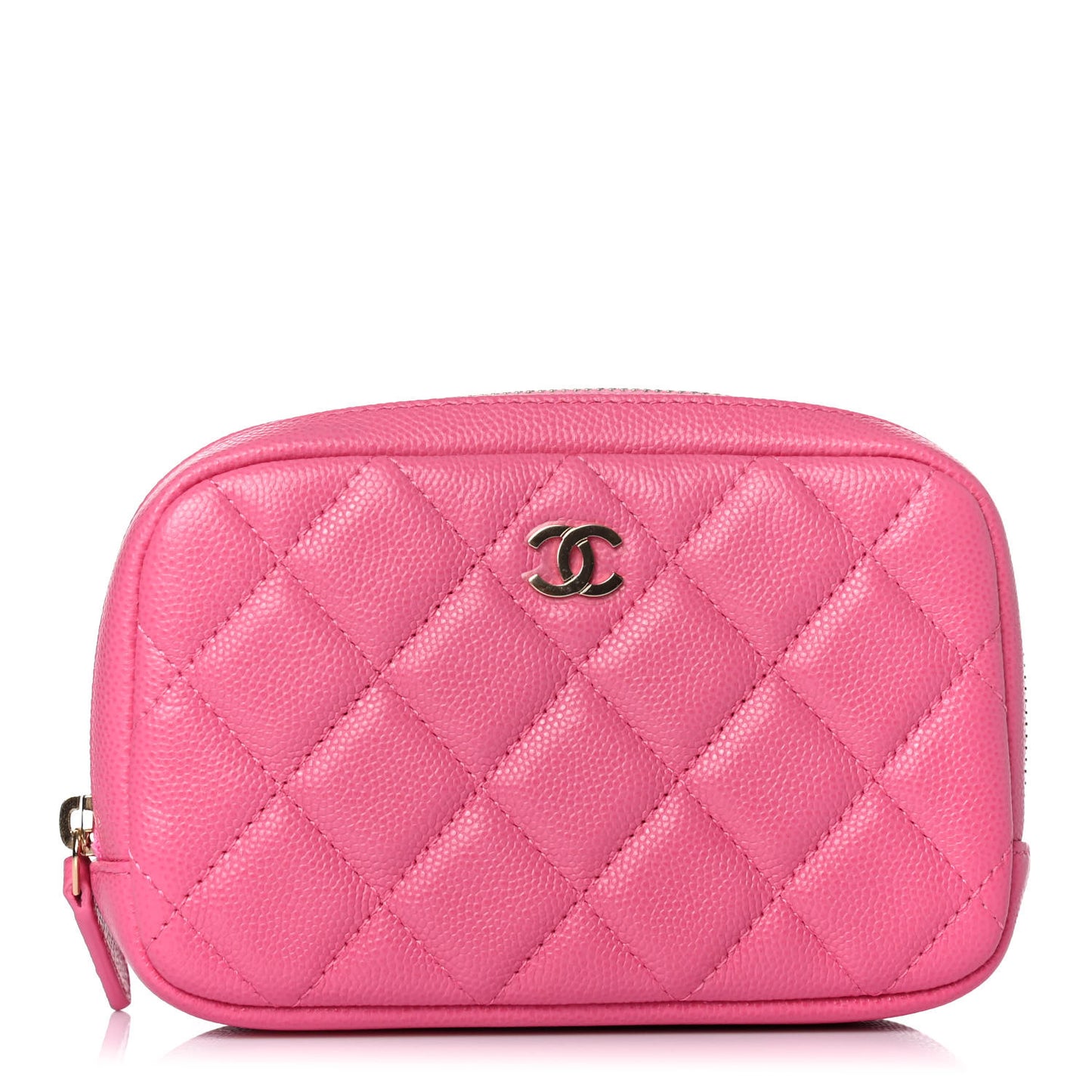 Caviar Quilted Small Curvy Pouch Cosmetic Case Pink