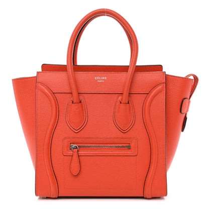 Celine Drummed Calfskin Micro Luggage Vermillion 1 of 11
