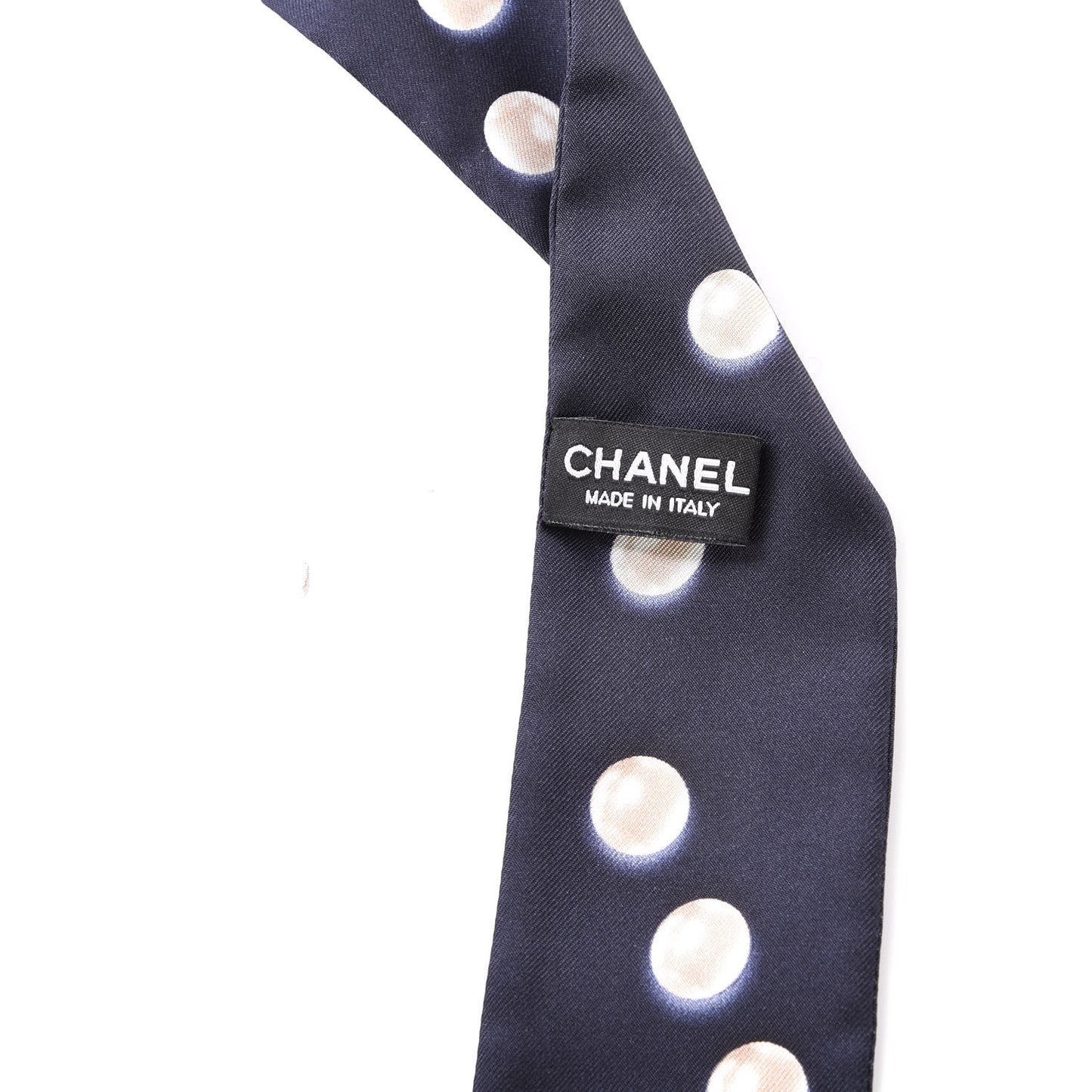Silk Pearl CC Slim Bandeau Scarf Navy