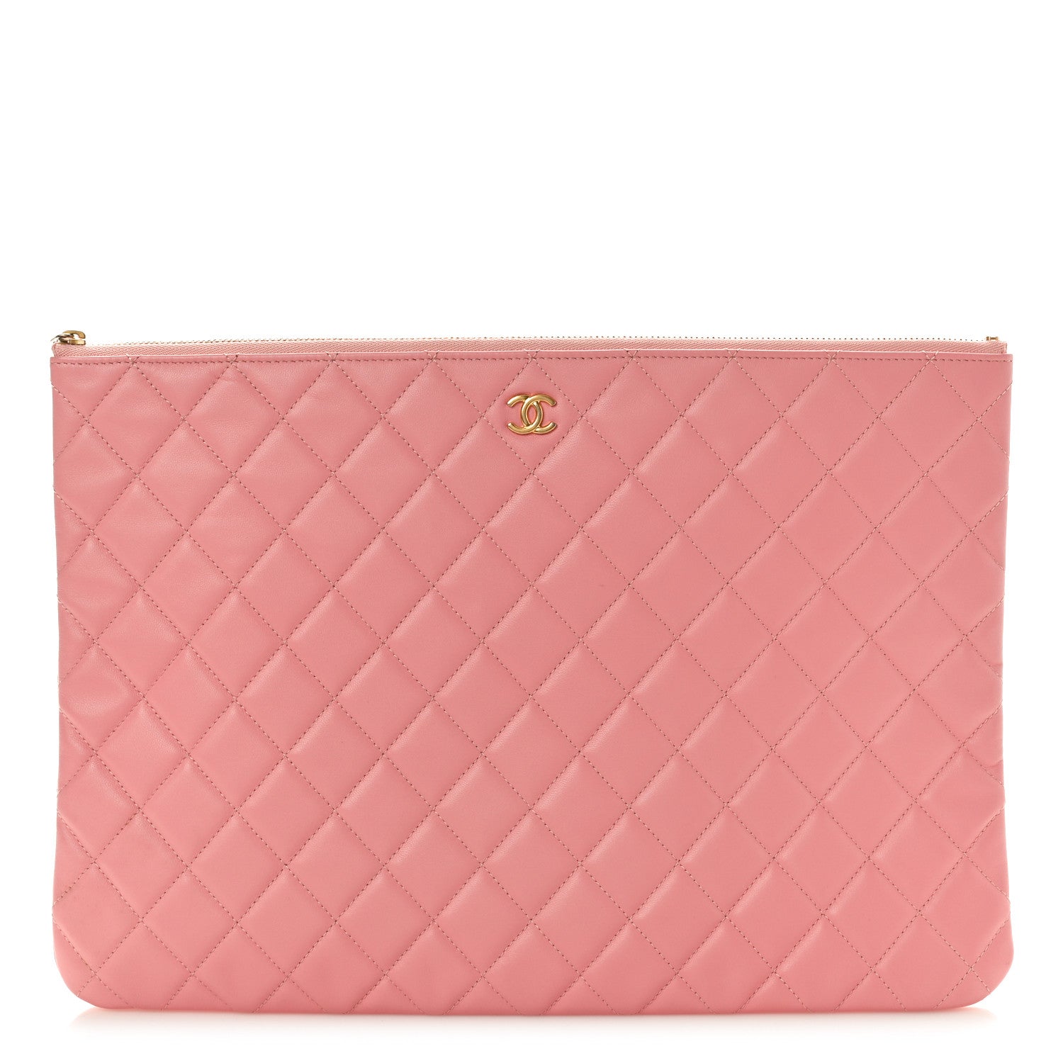 Chanel Lambskin Quilted Large Cosmetic Case Pink 1 of 8