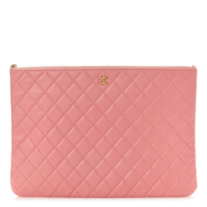Chanel Lambskin Quilted Large Cosmetic Case Pink 1 of 8