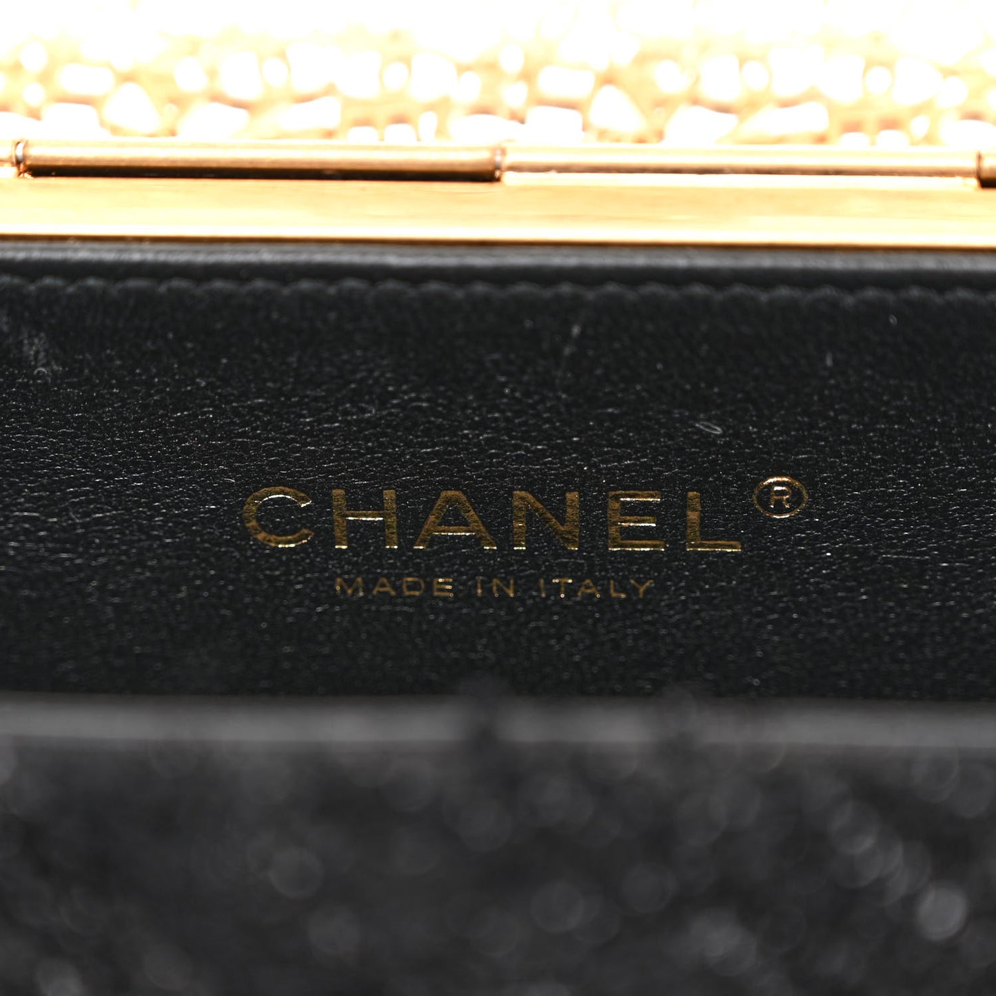 Metal Tweed Logo CC Minaudiere Flap Bag Black Gold