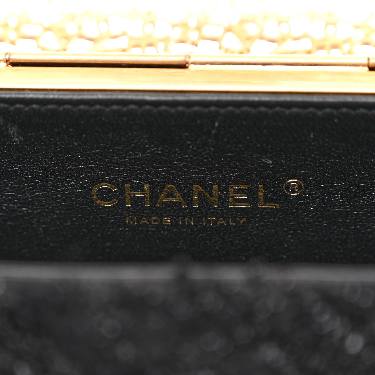 Chanel Metal Tweed Logo CC Minaudiere Flap Bag Black Gold 6 of 10