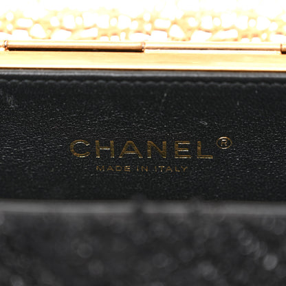 Chanel Metal Tweed Logo CC Minaudiere Flap Bag Black Gold 6 of 10