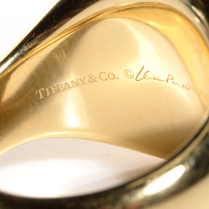 Tiffany 18k Yellow Gold Green Jade 19mm Elsa Peretti Cabochon Ring 6.25 4 of 7
