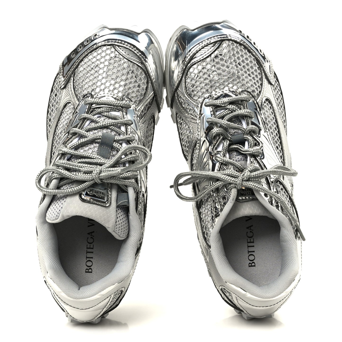 Calfskin Fishnet Fabric Orbit Sneakers 39 Silver