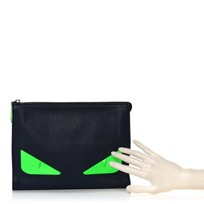 Fendi Vitello Monster Eyes Pouch Black Green 2 of 10