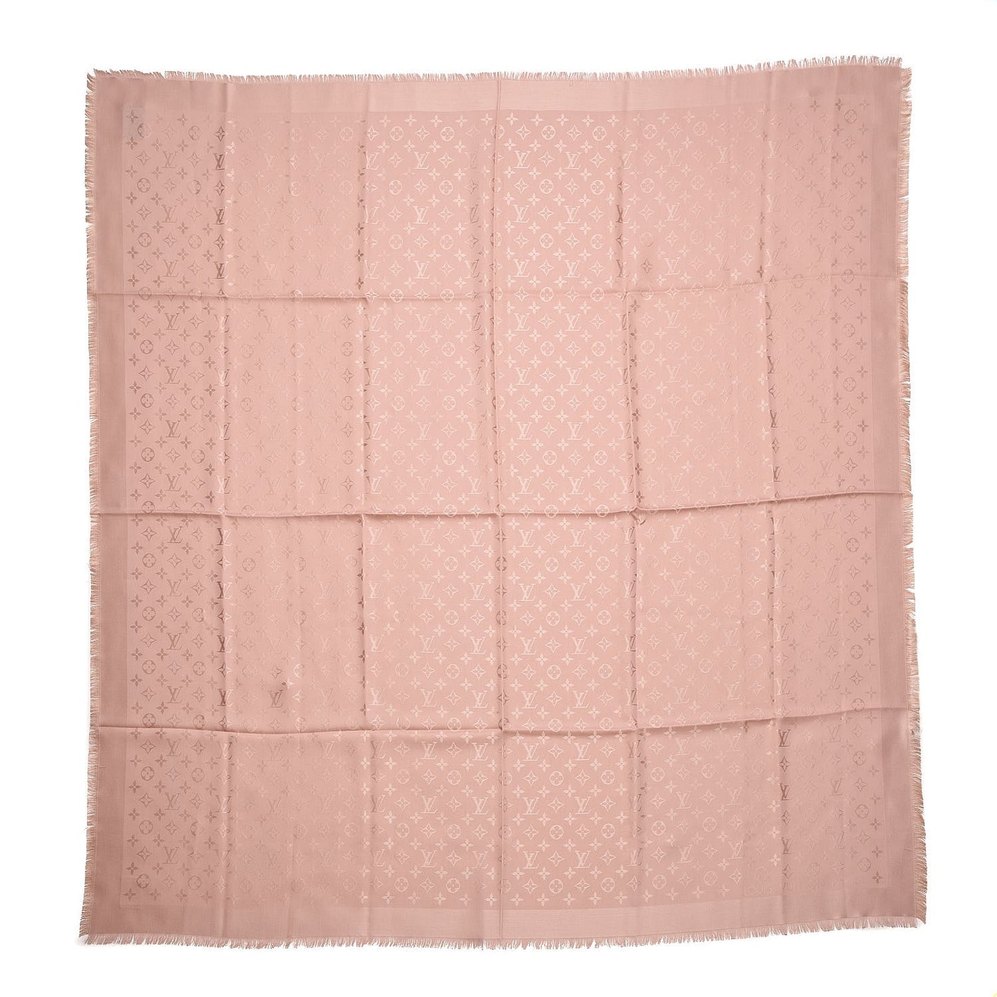 Silk Wool Monogram Shawl Natural