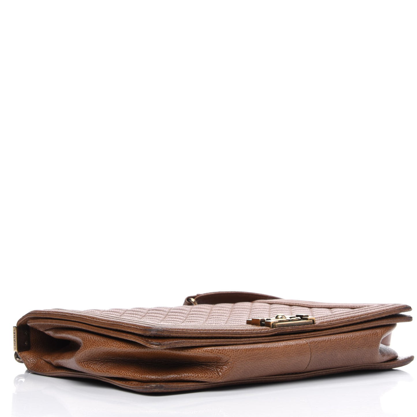 Caviar Quilted Large Boy Flap Light Brown