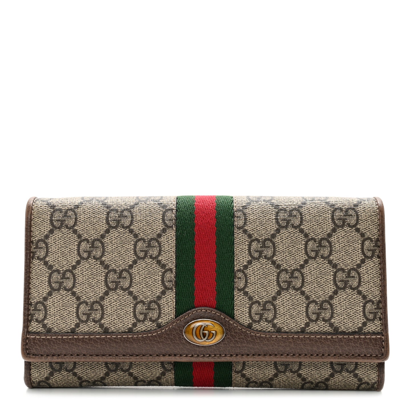 GG Supreme Monogram Web Ophidia Wallet On Chain Brown