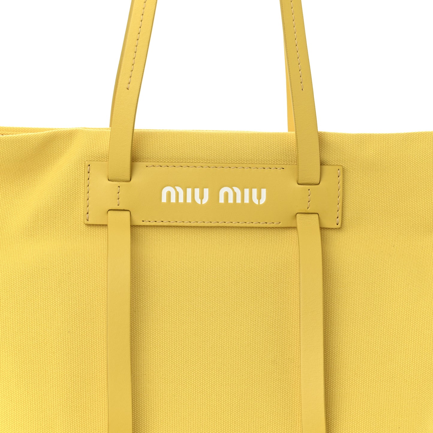 Canvas Calfskin Shopping Tote Yellow