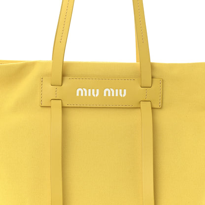 Miu Miu Canvas Calfskin Shopping Tote Yellow 8 of 10