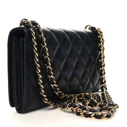 Chanel Caviar Quilted Pocket Twins Clutch With Chain Black 3 of 12