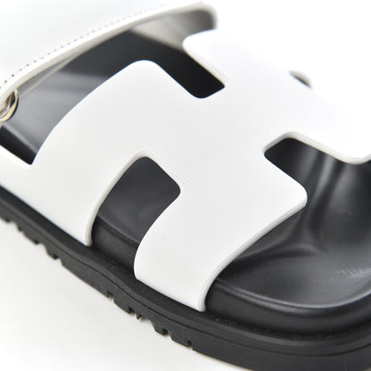 Hermes Calfskin Womens Chypre Sandals 37 White 8 of 10