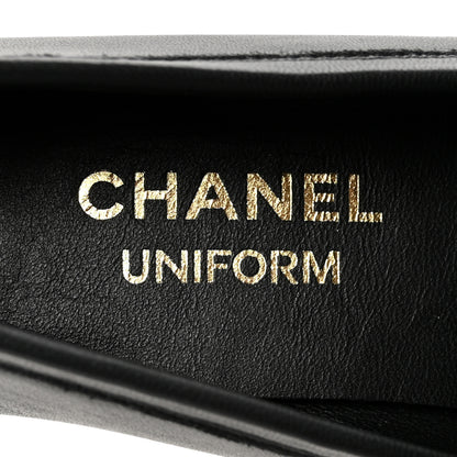 Chanel Lambskin Womens Stitched CC Loafers 35 Black 8 of 9