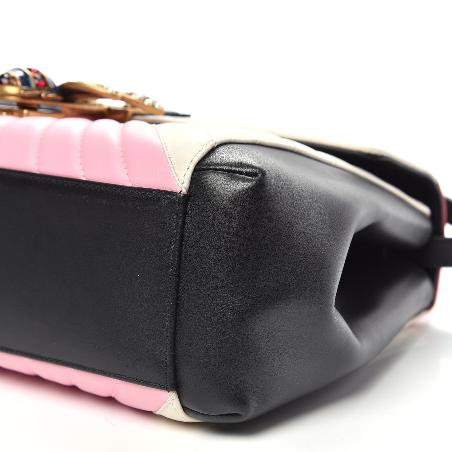 Calfskin Bamboo Trapuntata Queen Margaret Top Handle Bag Blue Agata Hibiscus Red Mystic White Sugar Pink