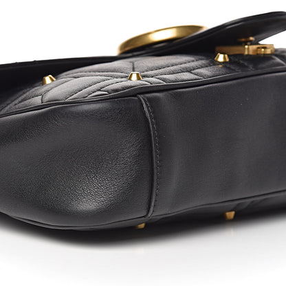 Gucci Calfskin Matelasse Studded Medium GG Marmont Shoulder Bag Black 11 of 12