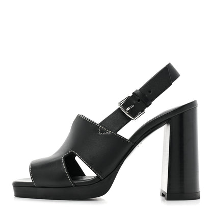 Hermes Calfskin Eris 90 Sandals 37 Black 1 of 9