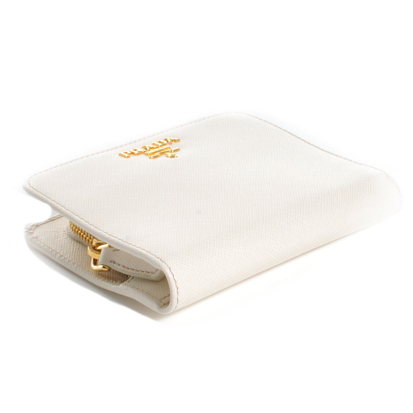 Saffiano Metal Zip Wallet Bianco