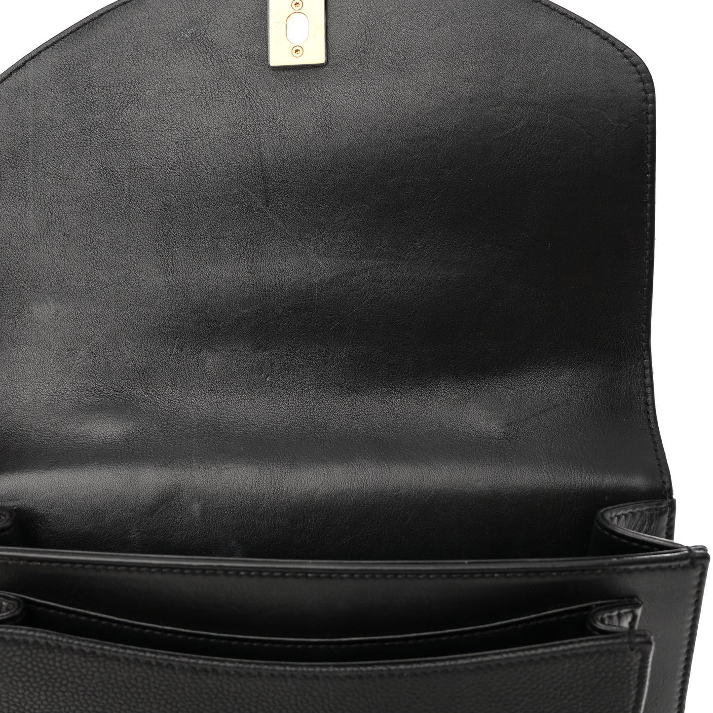 Calfskin Caviar Quilted Chain Handle Flap Black
