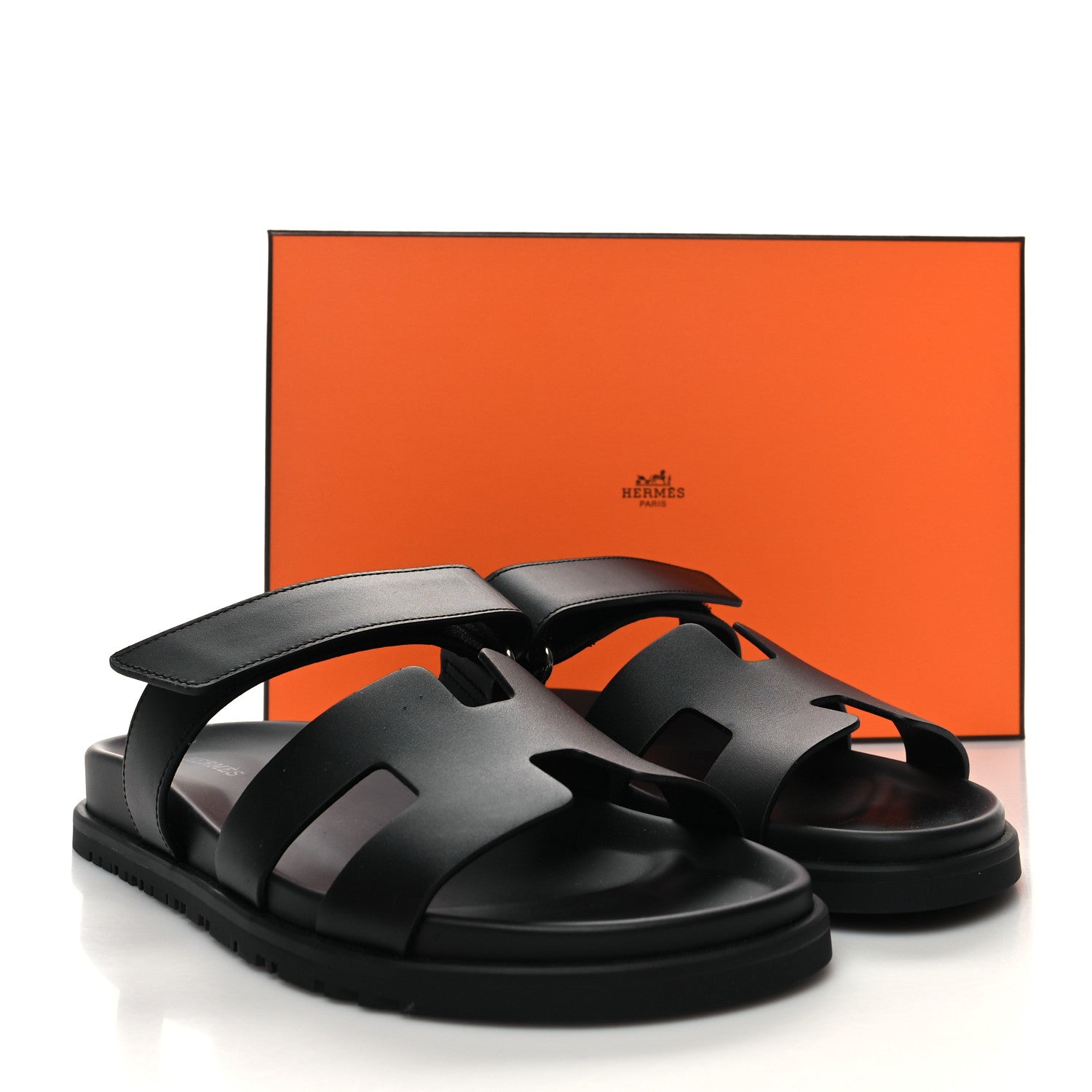 Hermes Calfskin Womens Chypre Sandals 40 Black 9 of 9