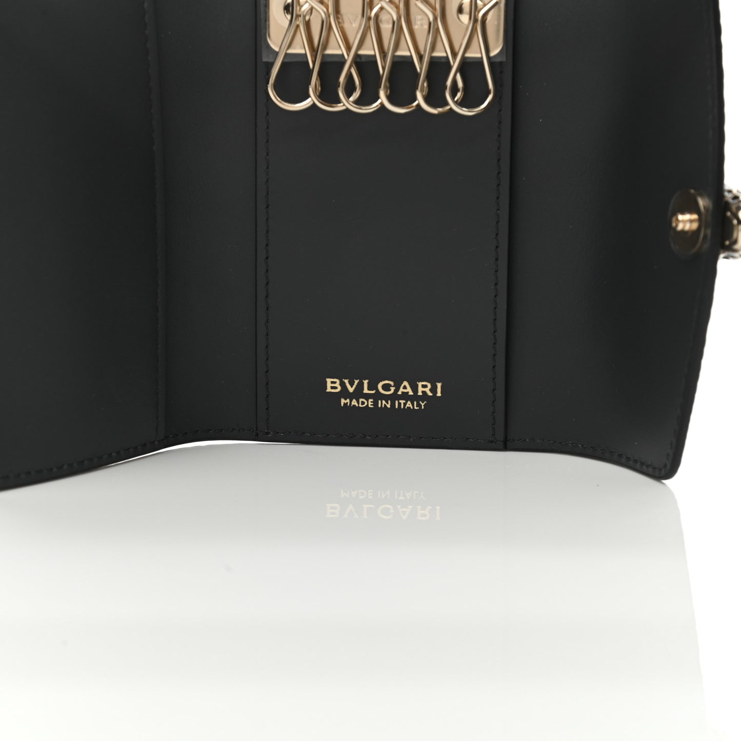 Karung Calfskin Serpenti Forever Key Holder Wallet Charcoal
