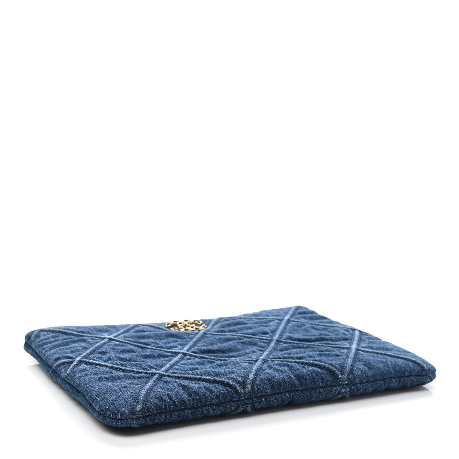 Chanel Denim Quilted Large Chanel 19 Pouch Dark Blue 4 of 8