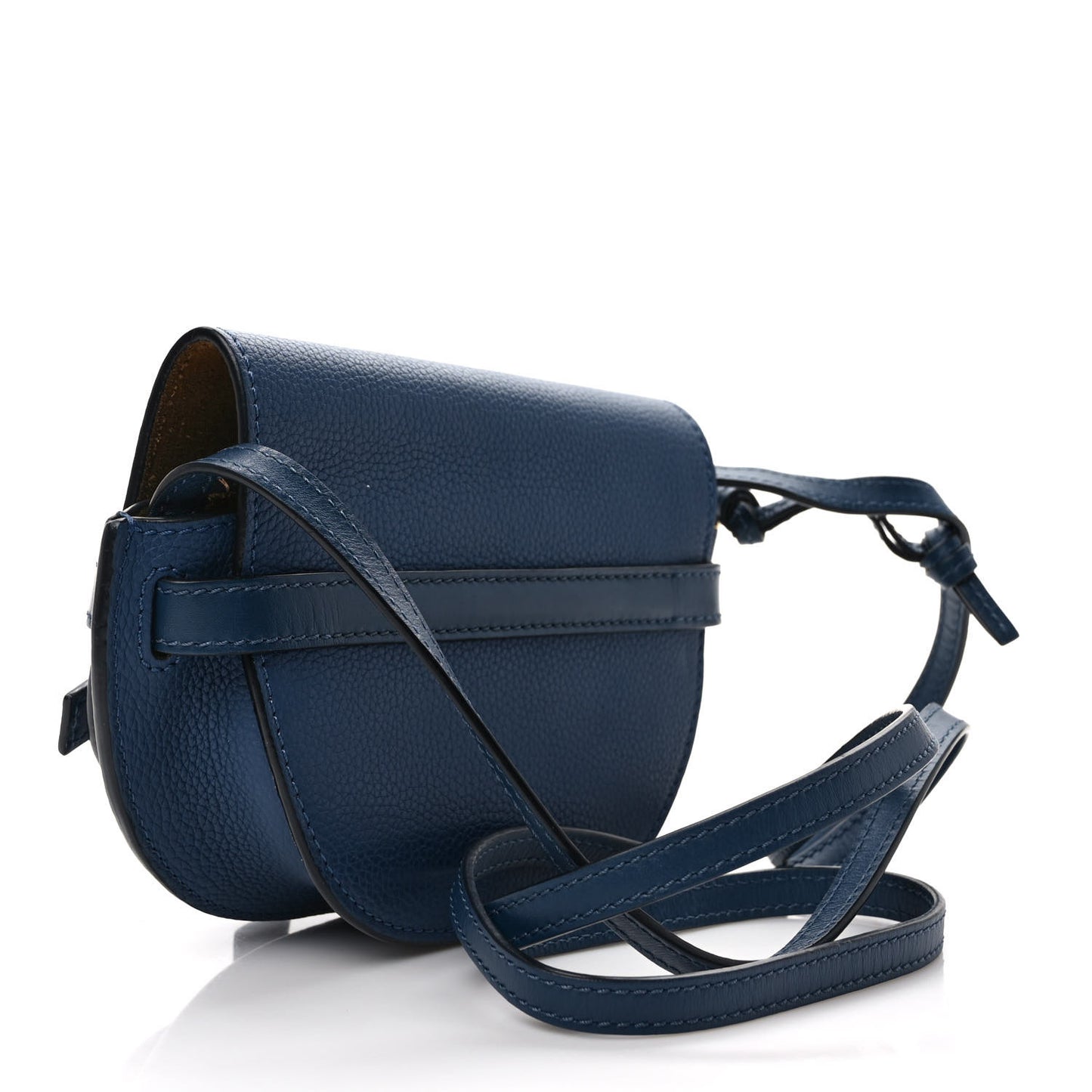 Grained Calfskin Mini Gate Crossbody Bag Steel Blue