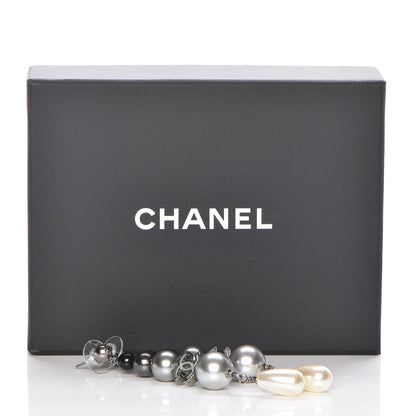 Chanel Pearl Bead CC Drop Earrings Grey Black 5 of 5