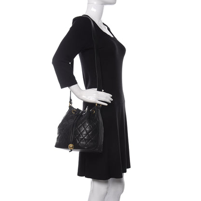 Chanel Lambskin Quilted Drawstring Shoulder Bag Black 2 of 10