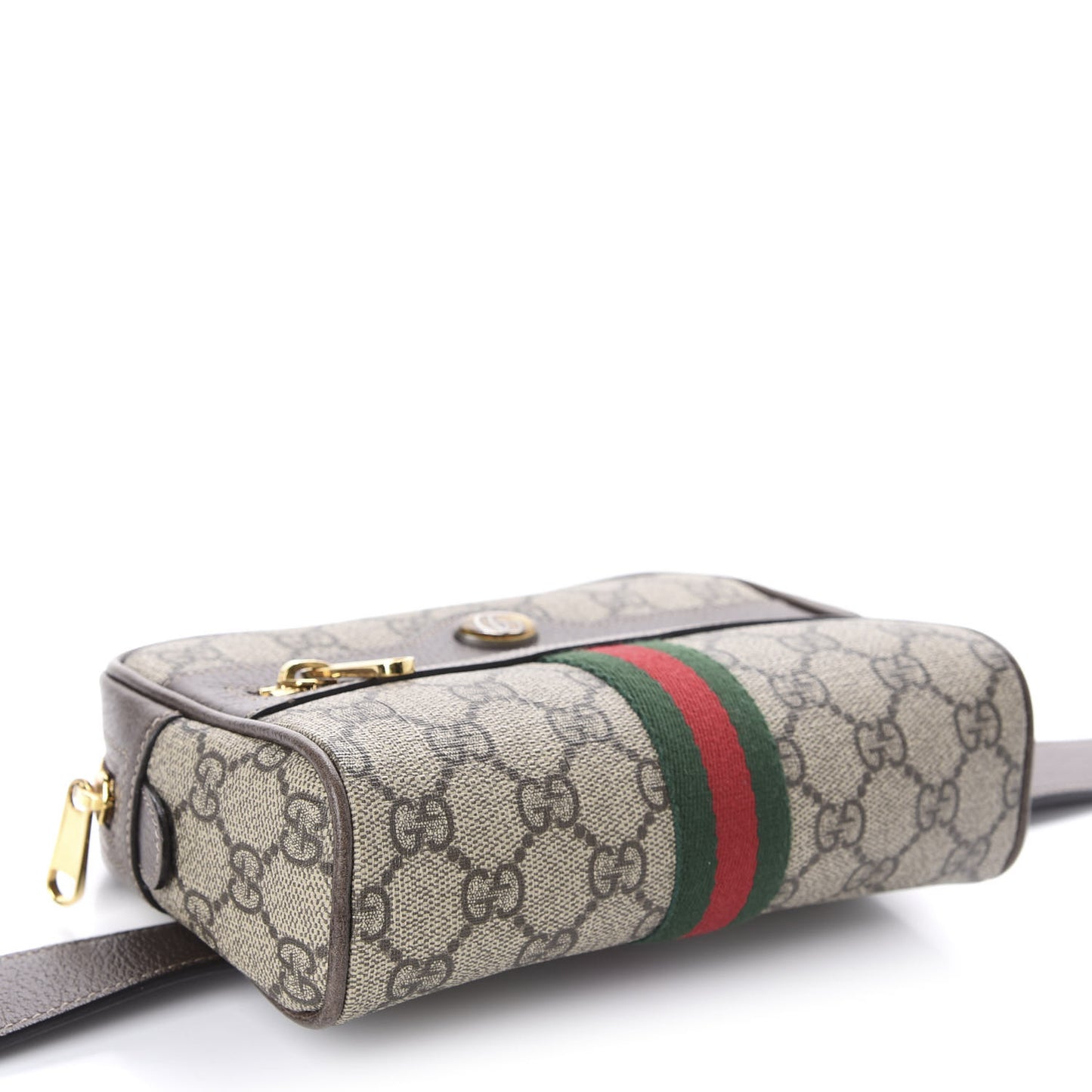 GG Supreme Monogram Web Small Ophidia Belt Bag 85 34 Dark Brown