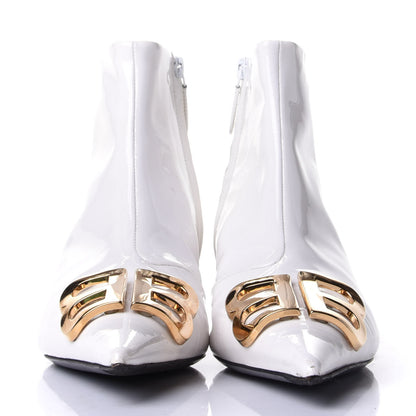 Balenciaga Patent BB Pointy Toe Ankle Booties 36 Optical White 2 of 10