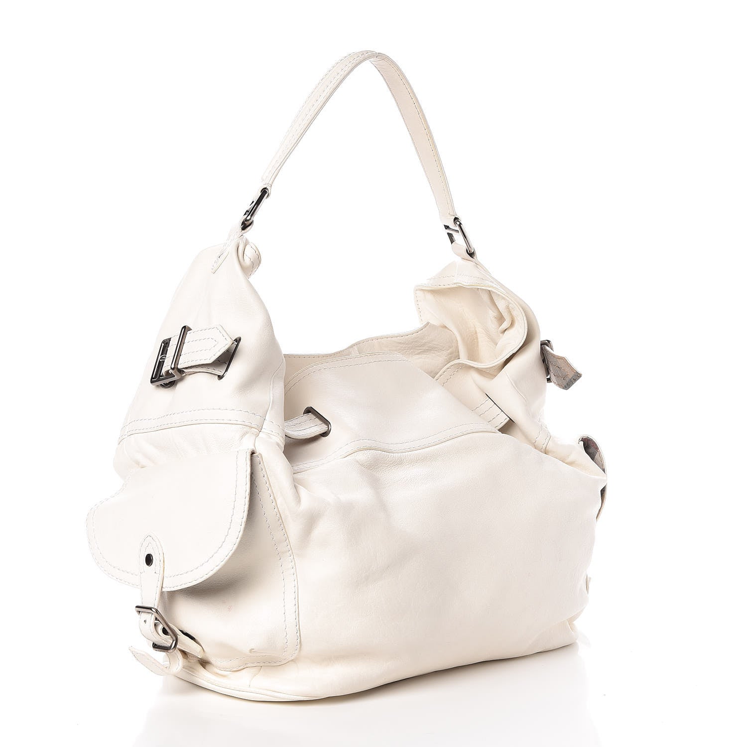 Burberry Calfskin Pocket Shoulder Bag White 3 of 6